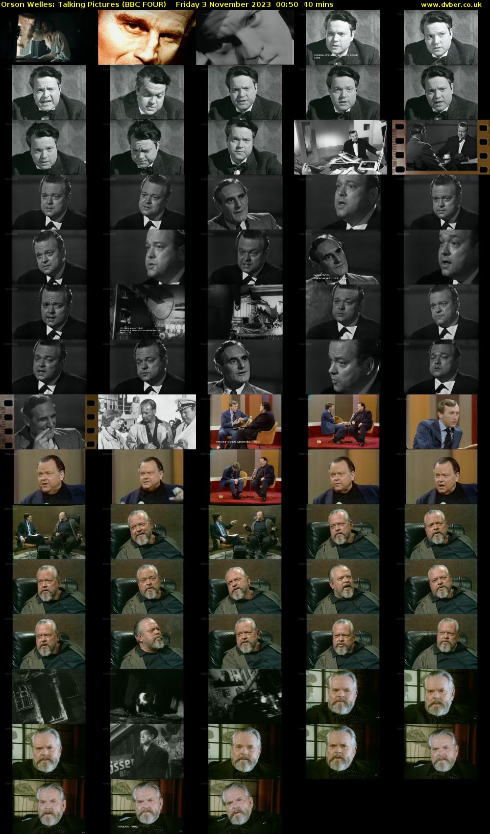 Orson Welles: Talking Pictures (BBC FOUR) Friday 3 November 2023 00:50 - 01:30