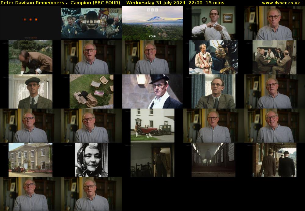 Peter Davison Remembers... Campion (BBC FOUR) Wednesday 31 July 2024 22:00 - 22:15