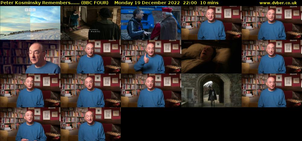 Peter Kosminsky Remembers...... (BBC FOUR) Monday 19 December 2022 22:00 - 22:10