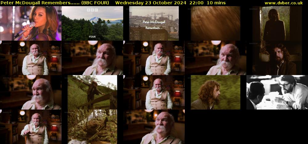 Peter McDougall Remembers...... (BBC FOUR) Wednesday 23 October 2024 22:00 - 22:10