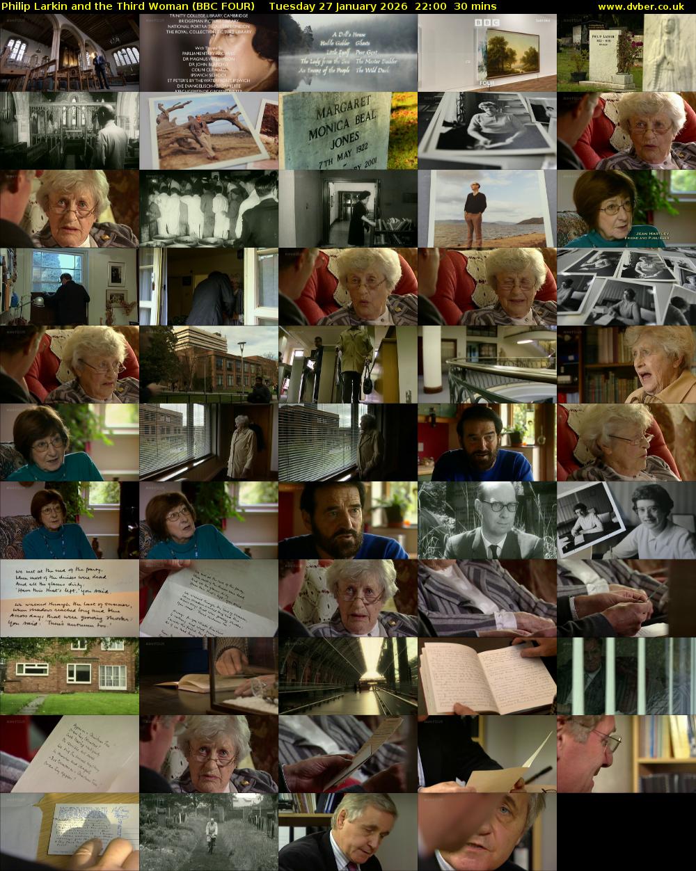 Philip Larkin and the Third Woman (BBC FOUR) Tuesday 27 January 2026 22:00 - 22:30