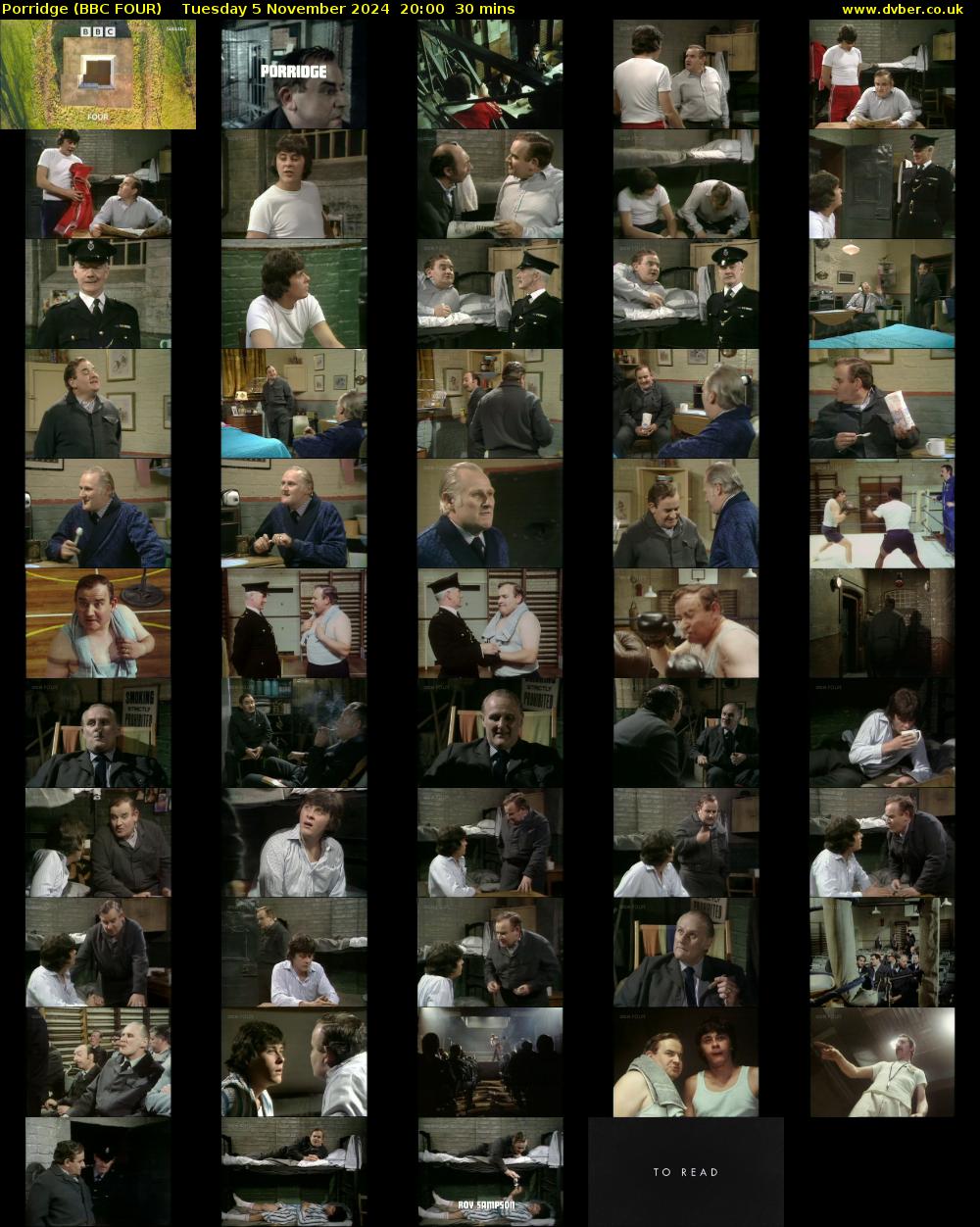 Porridge (BBC FOUR) Tuesday 5 November 2024 20:00 - 20:30