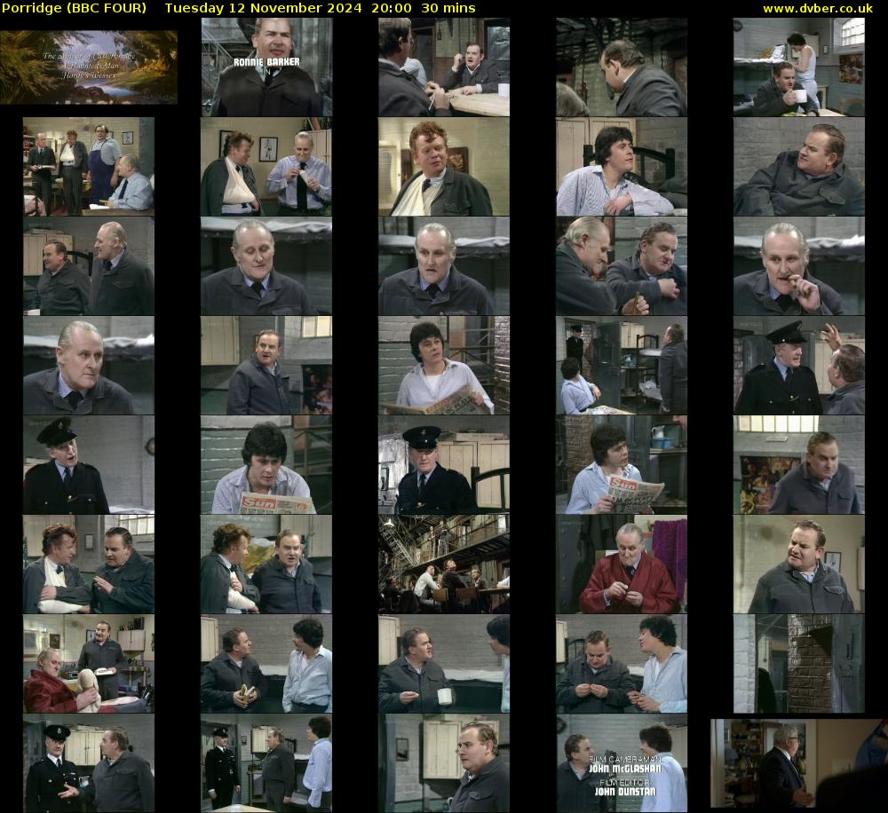 Porridge (BBC FOUR) Tuesday 12 November 2024 20:00 - 20:30