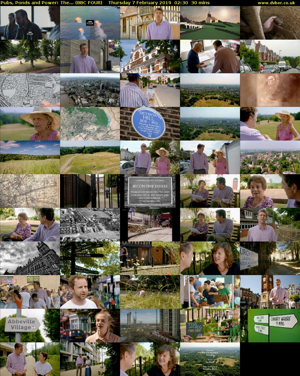 Pubs, Ponds and Power: The... (BBC FOUR) Thursday 7 February 2019 02:30 - 03:00