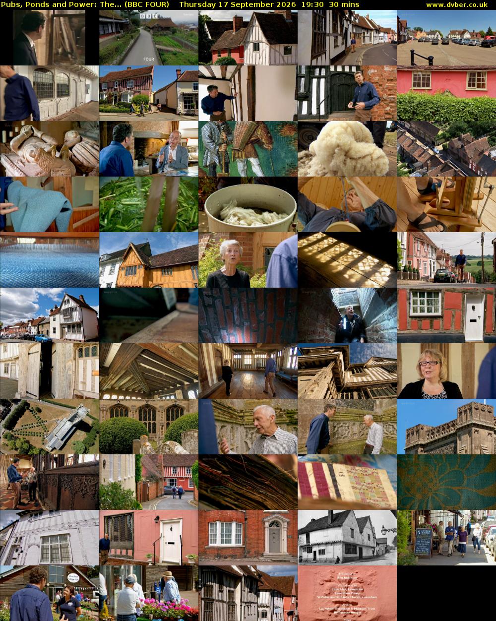 Pubs, Ponds and Power: The... (BBC FOUR) Thursday 17 September 2026 19:30 - 20:00