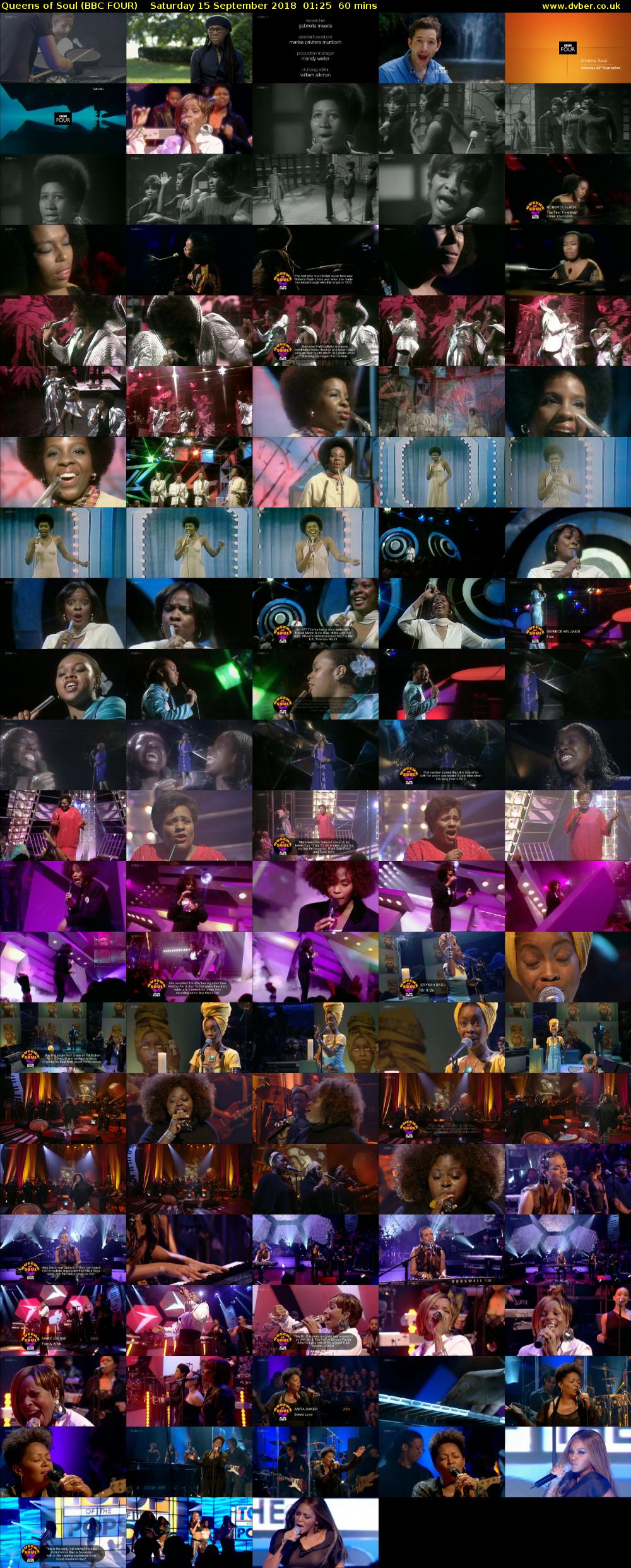Queens of Soul (BBC FOUR) Saturday 15 September 2018 01:25 - 02:25