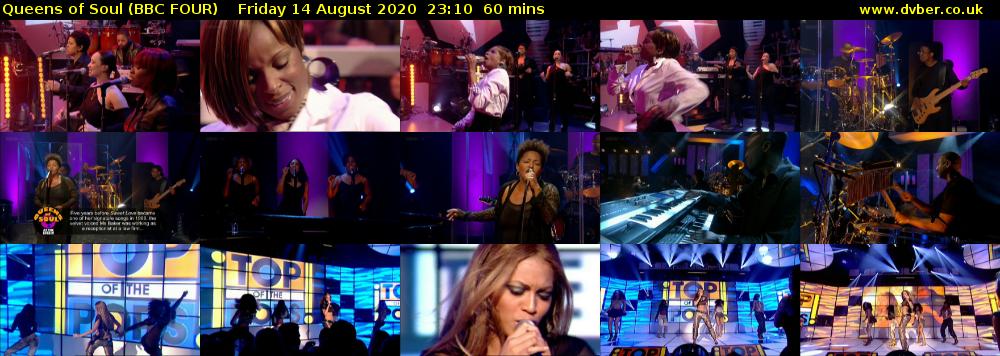 Queens of Soul (BBC FOUR) Friday 14 August 2020 23:10 - 00:10