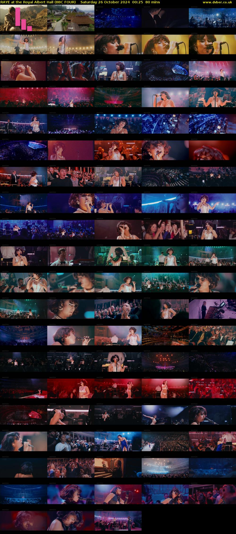 RAYE at the Royal Albert Hall (BBC FOUR) Saturday 26 October 2024 00:25 - 01:45