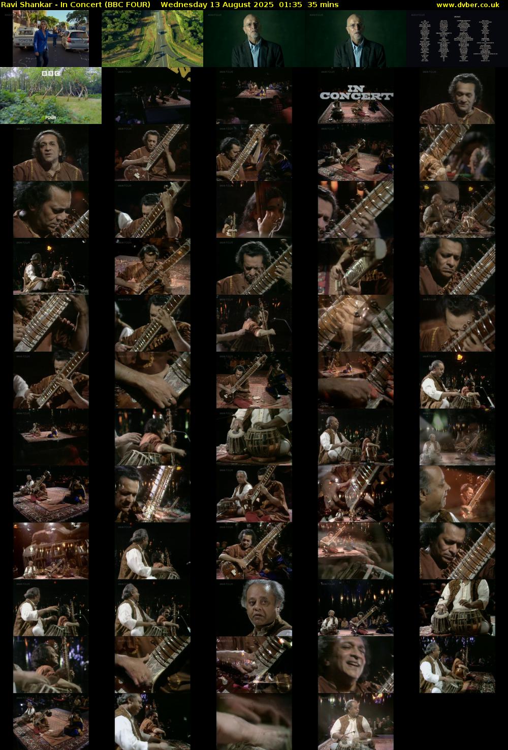 Ravi Shankar - In Concert (BBC FOUR) Wednesday 13 August 2025 01:35 - 02:10