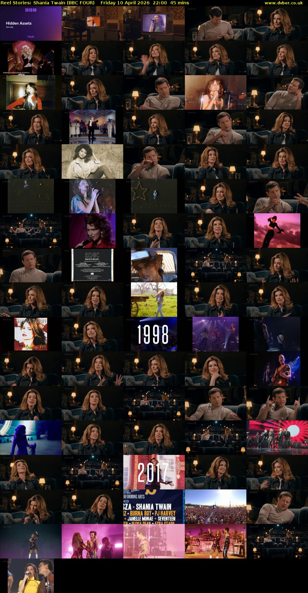 Reel Stories: Shania Twain (BBC FOUR) Friday 10 April 2026 22:00 - 22:45