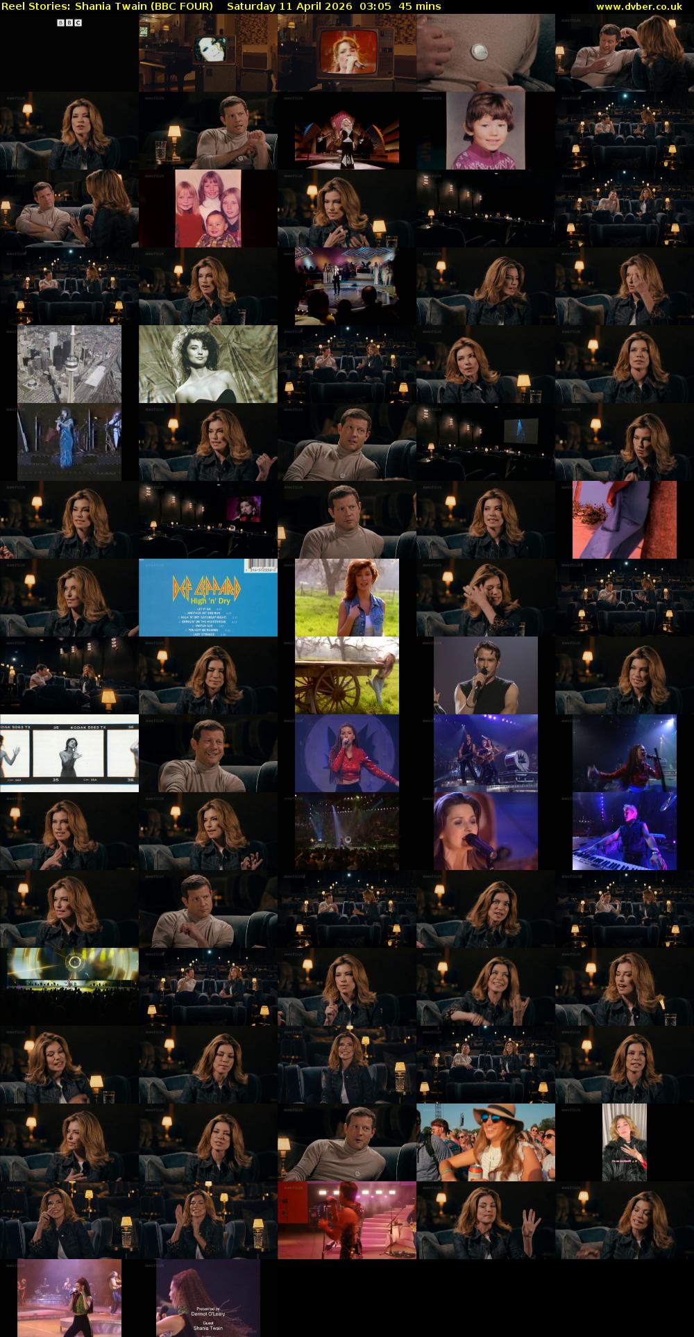 Reel Stories: Shania Twain (BBC FOUR) Saturday 11 April 2026 03:05 - 03:50
