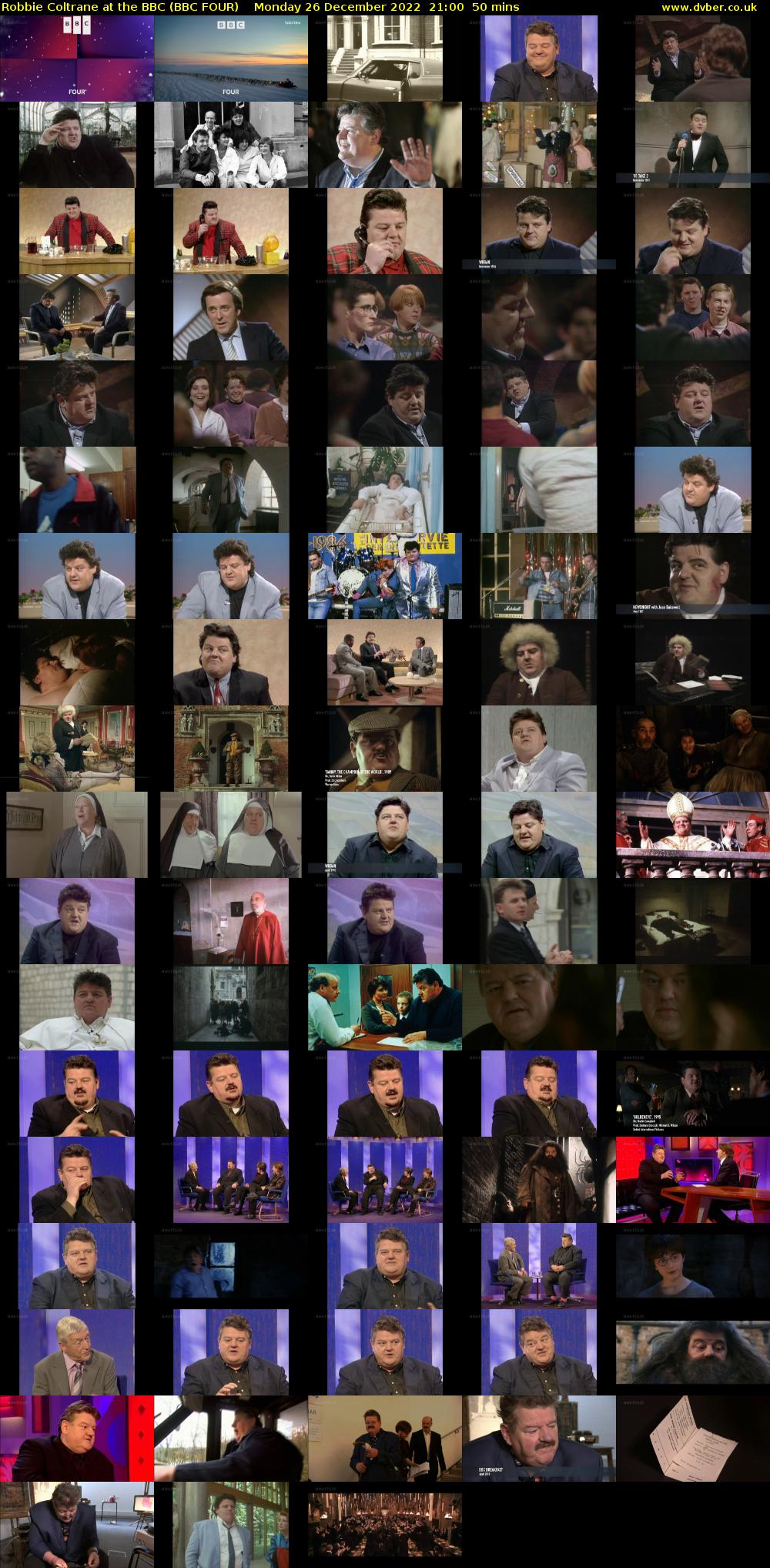 Robbie Coltrane at the BBC (BBC FOUR) Monday 26 December 2022 21:00 - 21:50