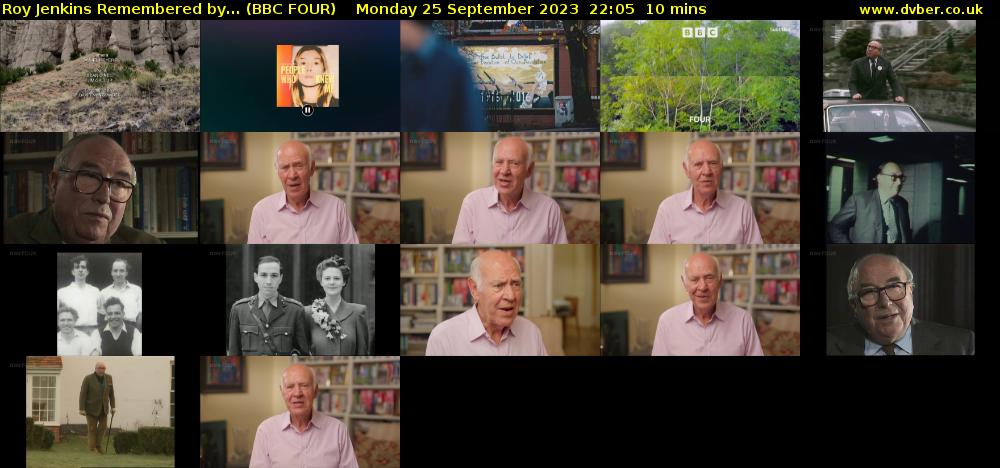Roy Jenkins Remembered by... (BBC FOUR) Monday 25 September 2023 22:05 - 22:15