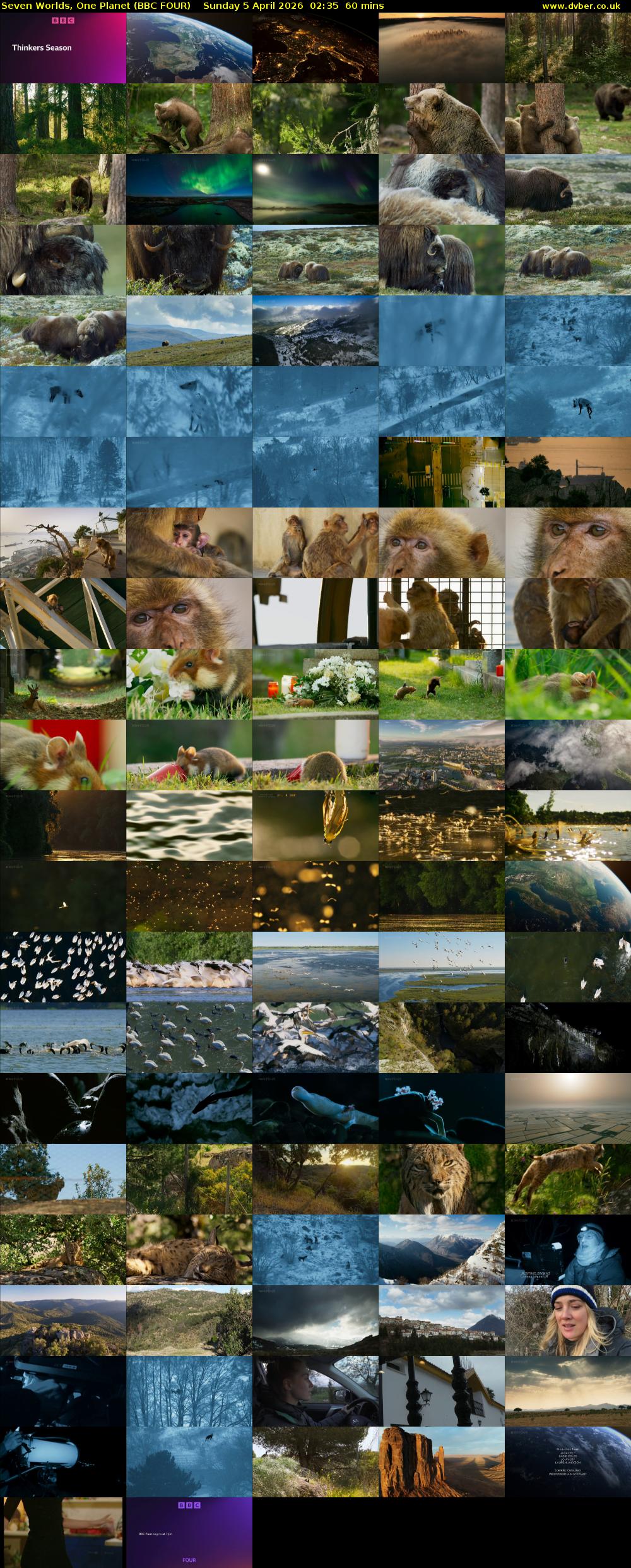 Seven Worlds, One Planet (BBC FOUR) Sunday 5 April 2026 02:35 - 03:35