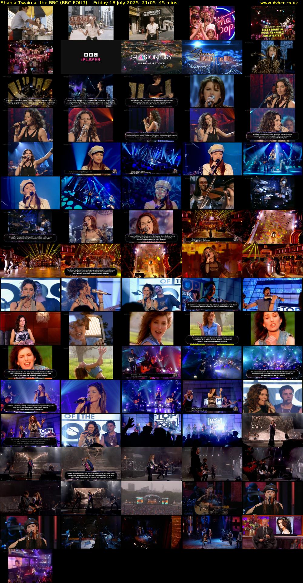 Shania Twain at the BBC (BBC FOUR) Friday 18 July 2025 21:05 - 21:50