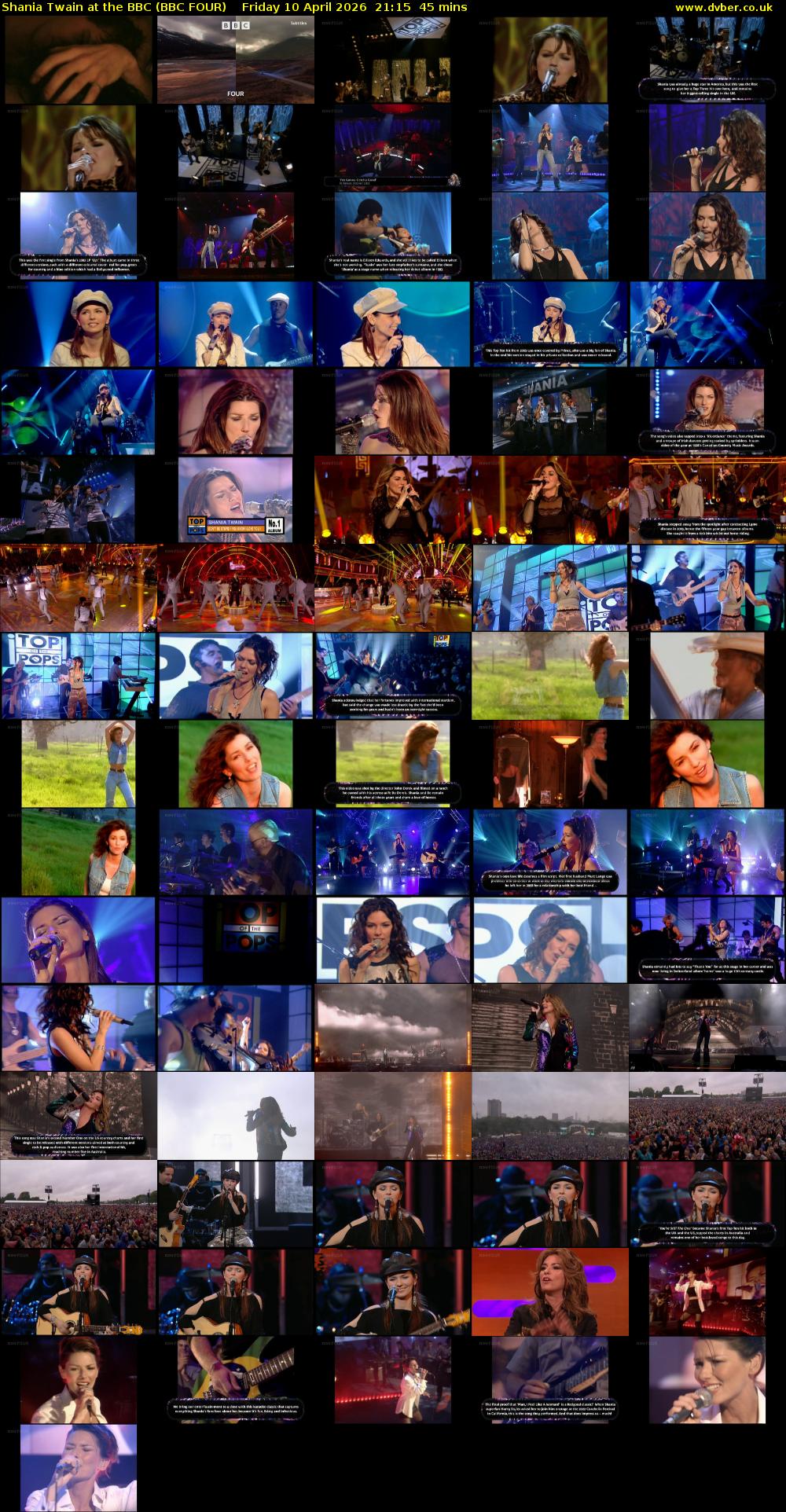 Shania Twain at the BBC (BBC FOUR) Friday 10 April 2026 21:15 - 22:00
