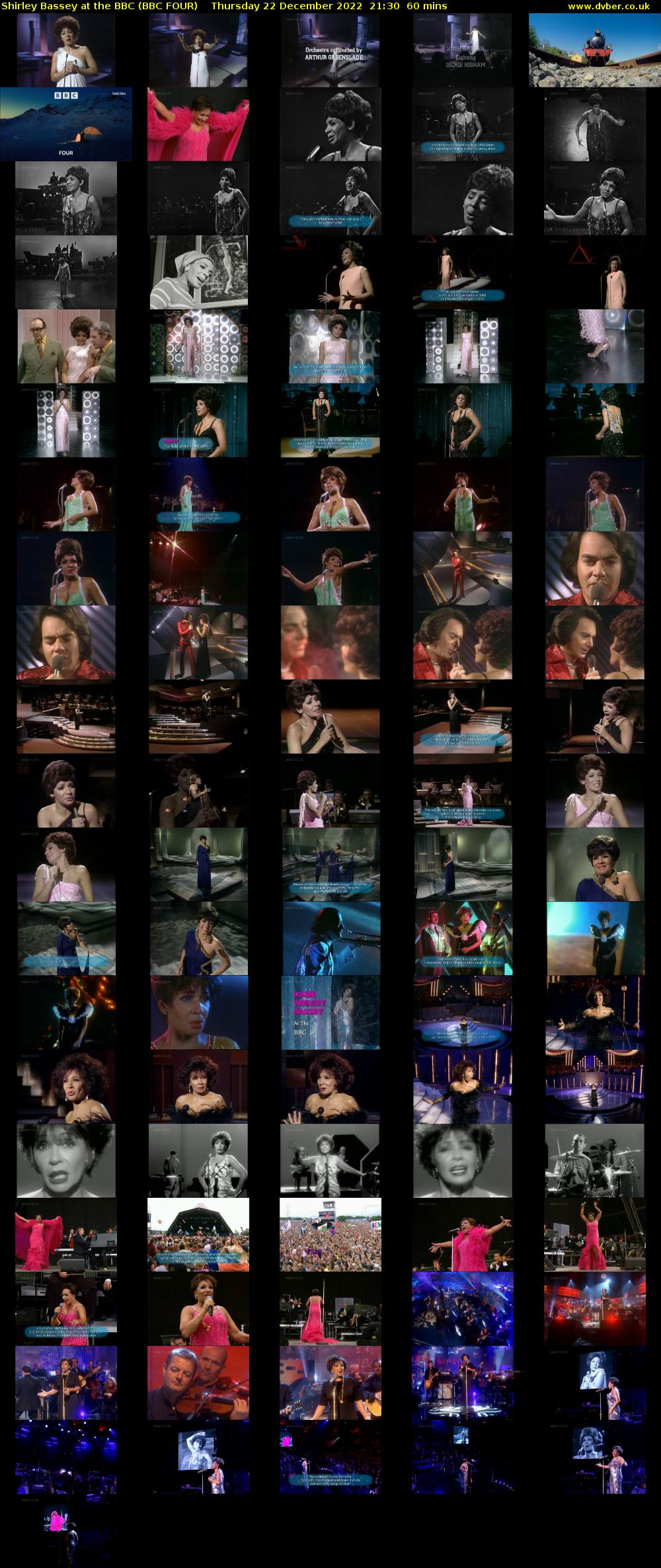 Shirley Bassey at the BBC (BBC FOUR) Thursday 22 December 2022 21:30 - 22:30