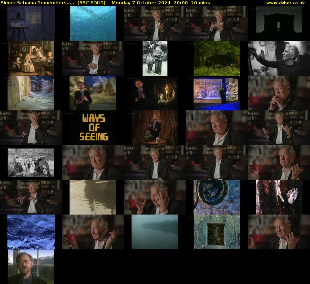 Simon Schama Remembers...... (BBC FOUR) Monday 7 October 2024 20:00 - 20:20