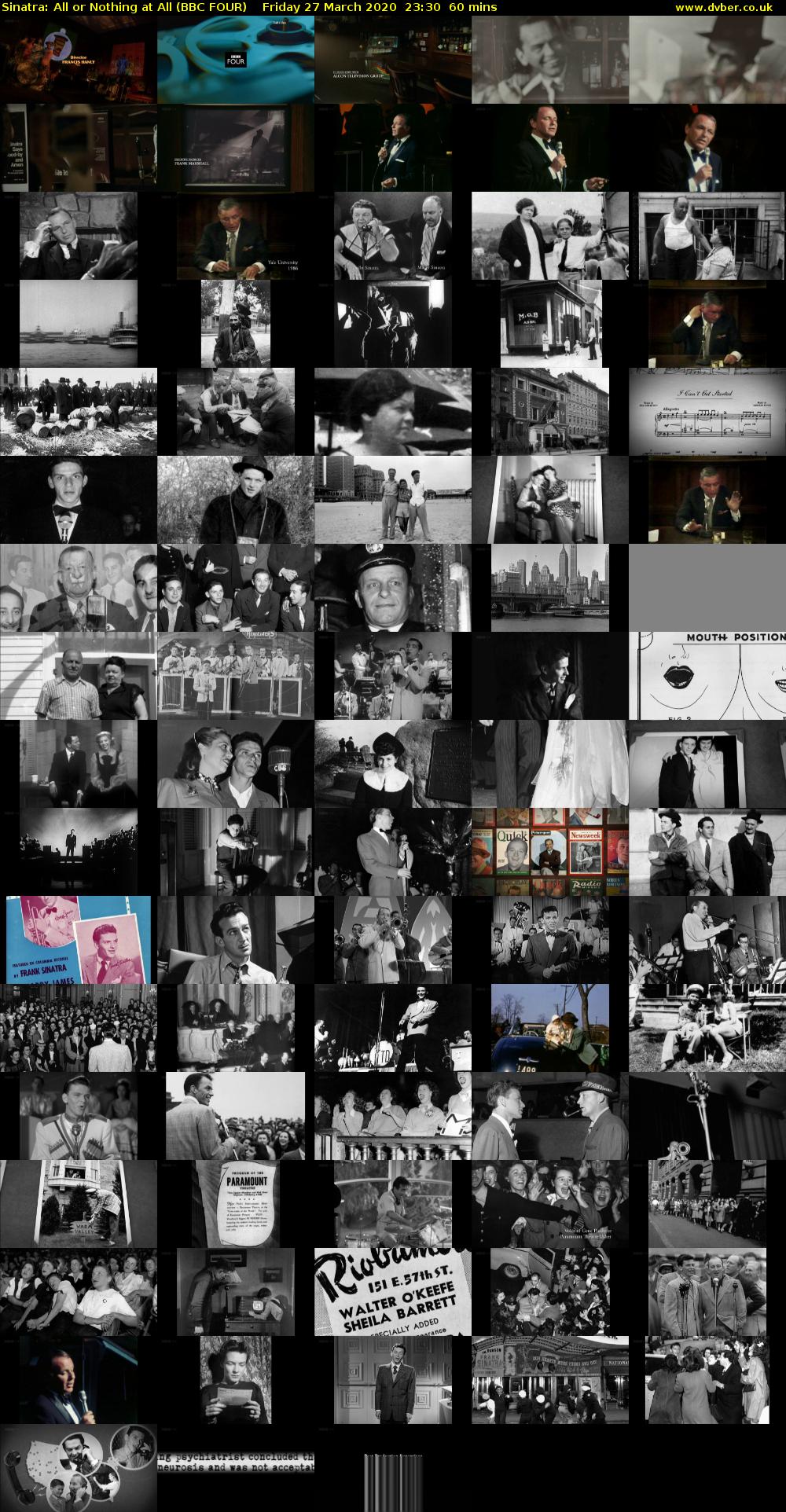 Sinatra: All or Nothing at All (BBC FOUR) Friday 27 March 2020 23:30 - 00:30