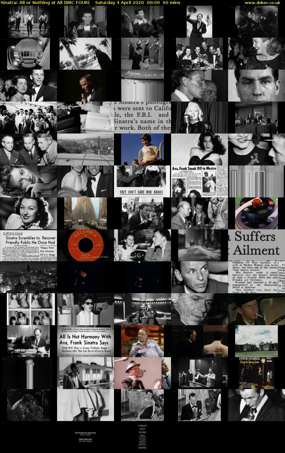 Sinatra: All or Nothing at All (BBC FOUR) Saturday 4 April 2020 00:00 - 01:00