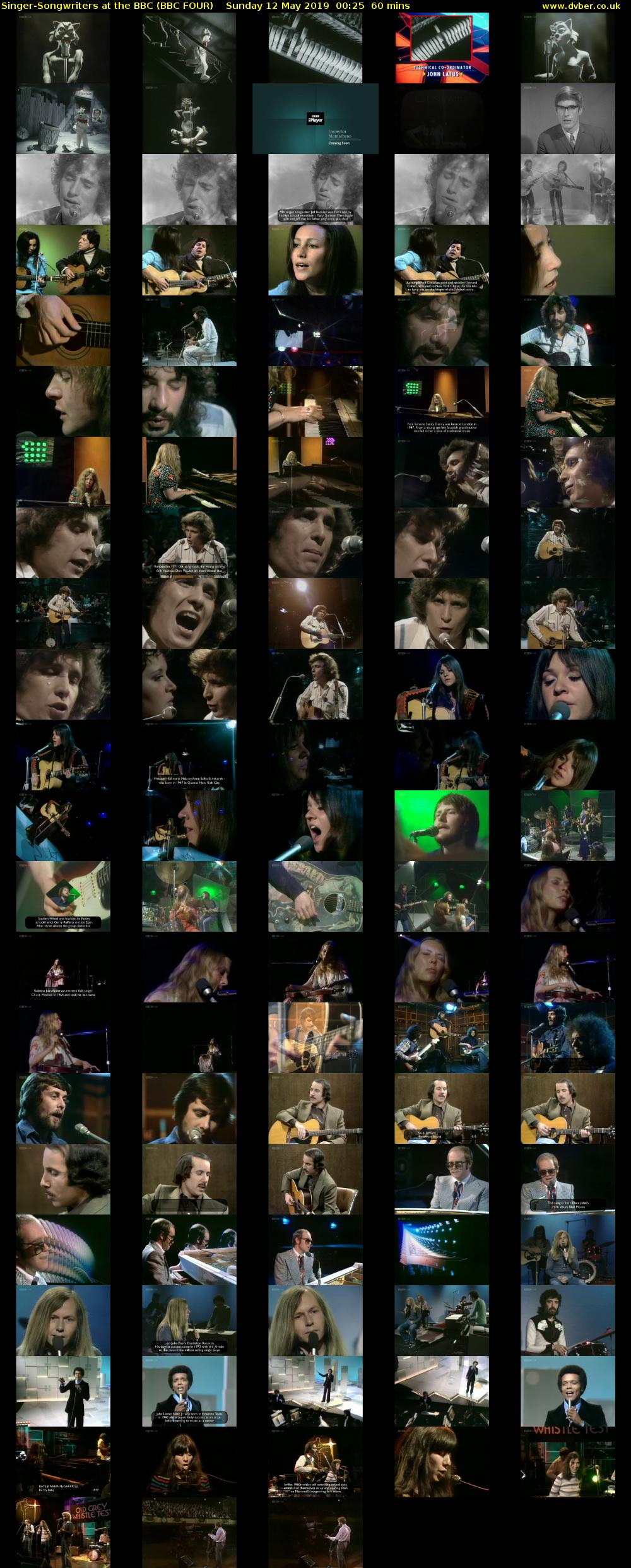 Singer-Songwriters at the BBC (BBC FOUR) Sunday 12 May 2019 00:25 - 01:25