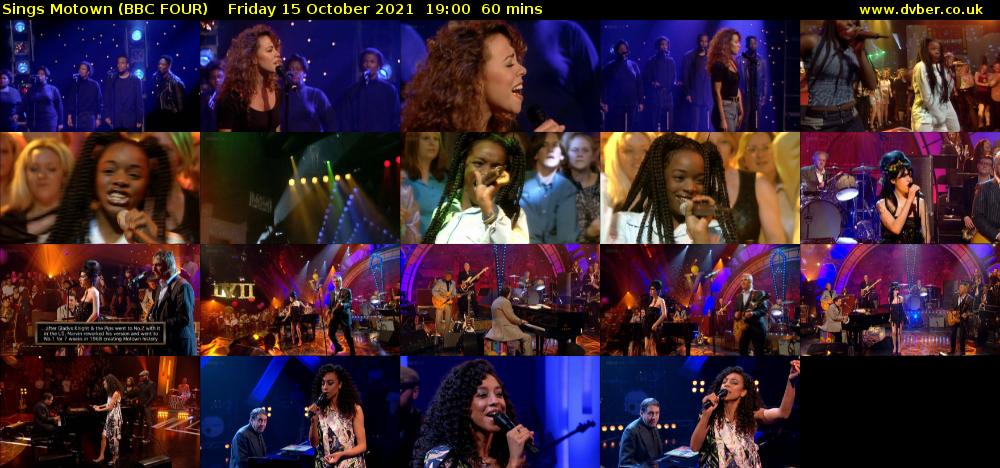 Sings Motown (BBC FOUR) Friday 15 October 2021 19:00 - 20:00