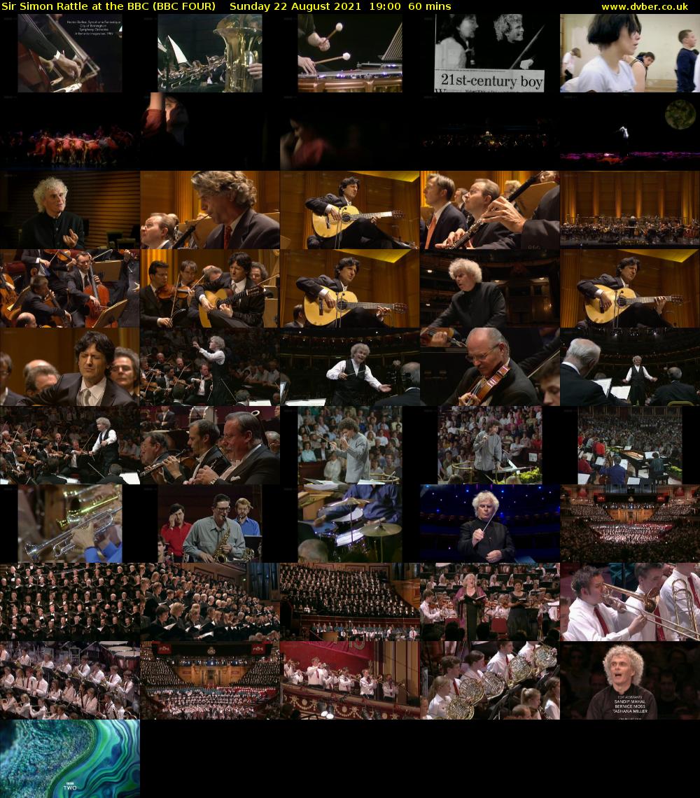 Sir Simon Rattle at the BBC (BBC FOUR) Sunday 22 August 2021 19:00 - 20:00