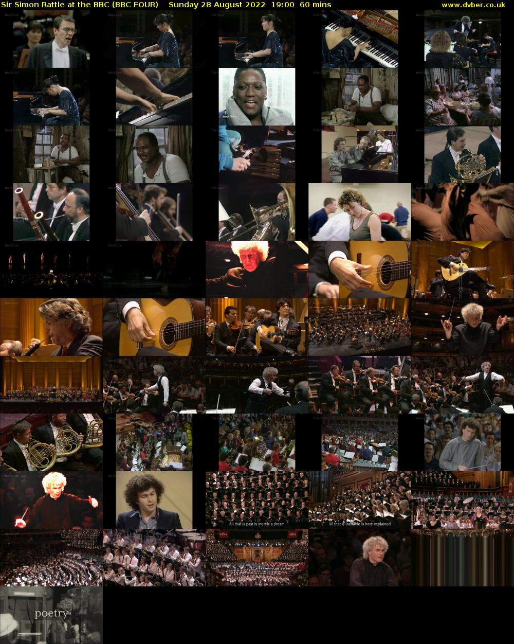 Sir Simon Rattle at the BBC (BBC FOUR) Sunday 28 August 2022 19:00 - 20:00