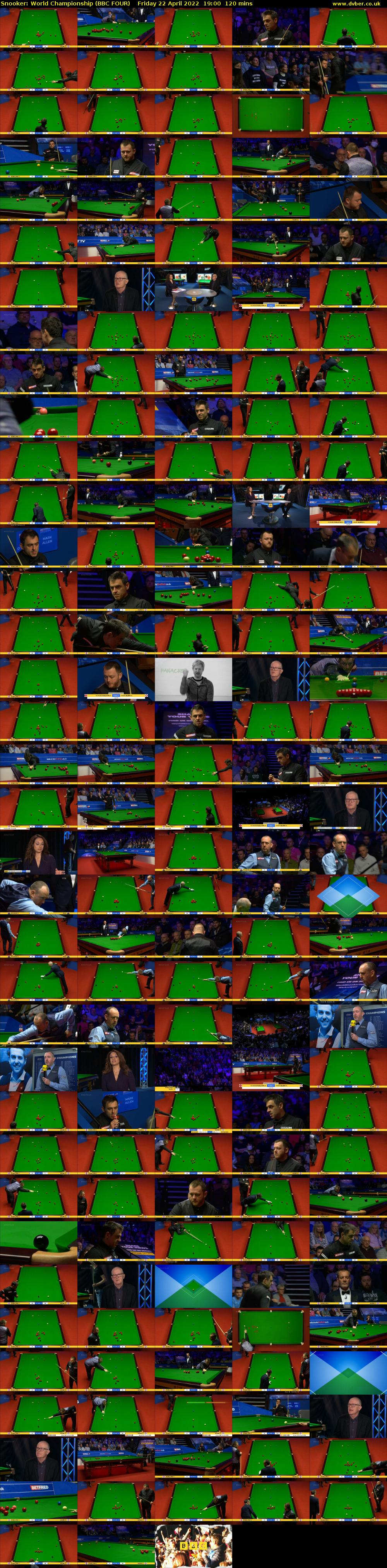 Snooker: World Championship (BBC FOUR) Friday 22 April 2022 19:00 - 21:00