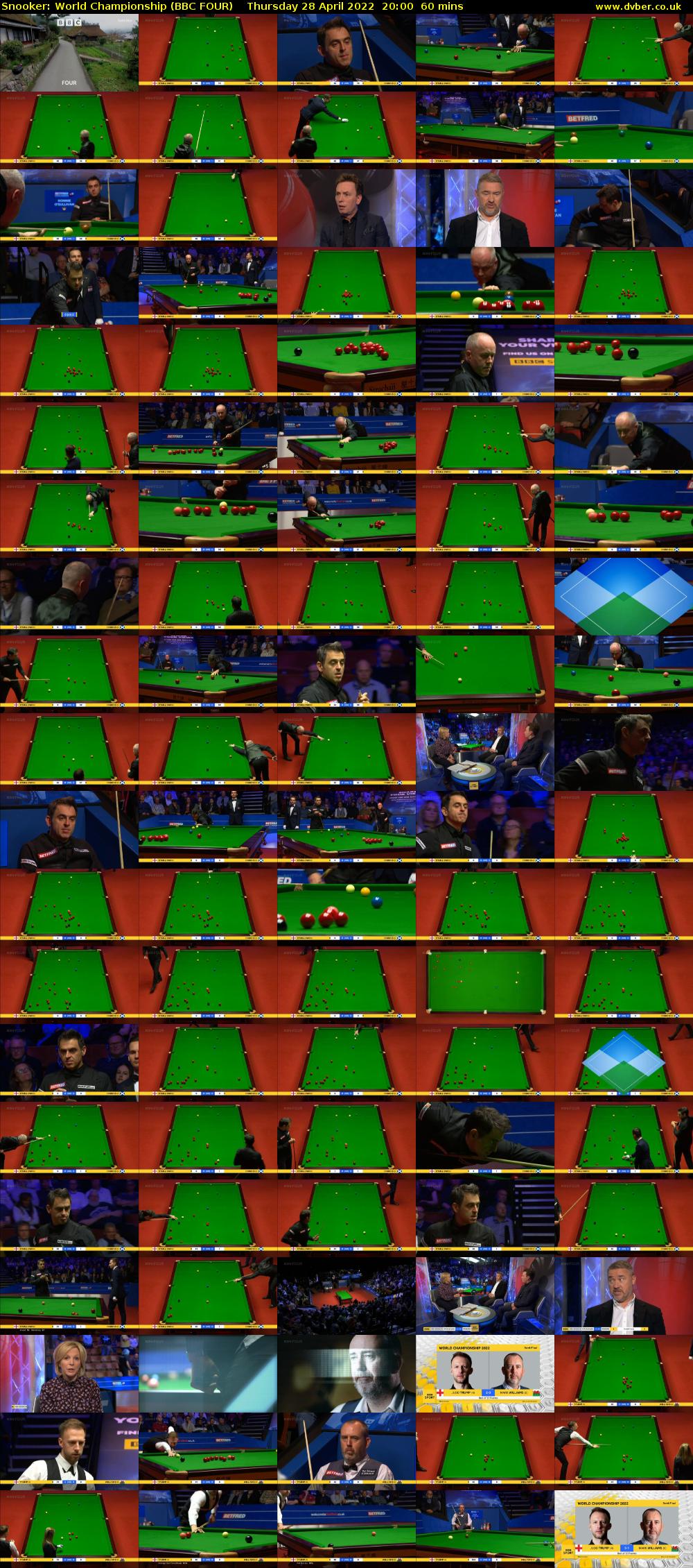 Snooker: World Championship (BBC FOUR) Thursday 28 April 2022 20:00 - 21:00