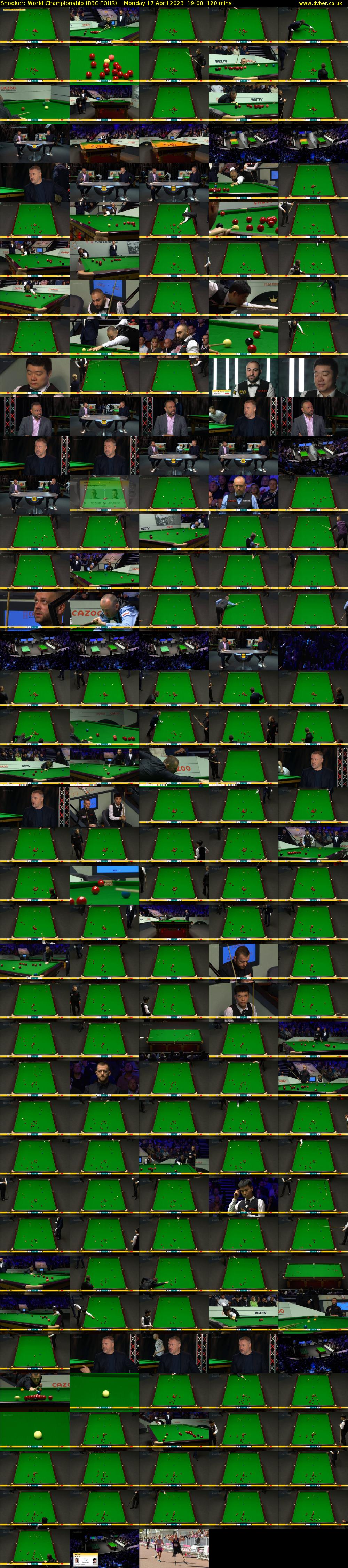 Snooker: World Championship (BBC FOUR) Monday 17 April 2023 19:00 - 21:00
