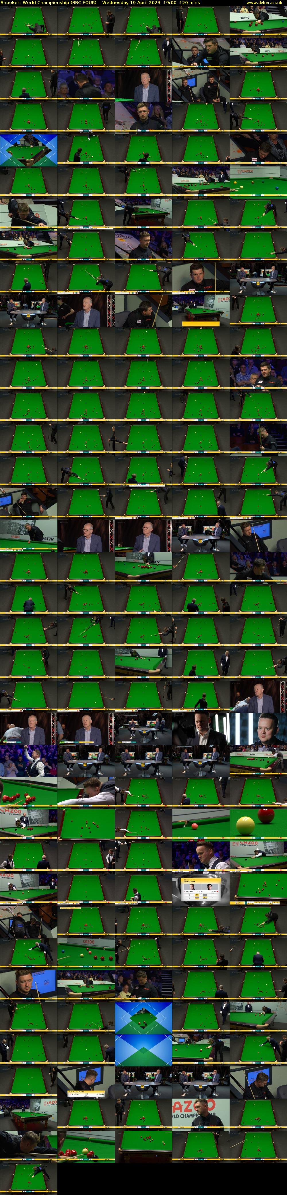 Snooker: World Championship (BBC FOUR) Wednesday 19 April 2023 19:00 - 21:00