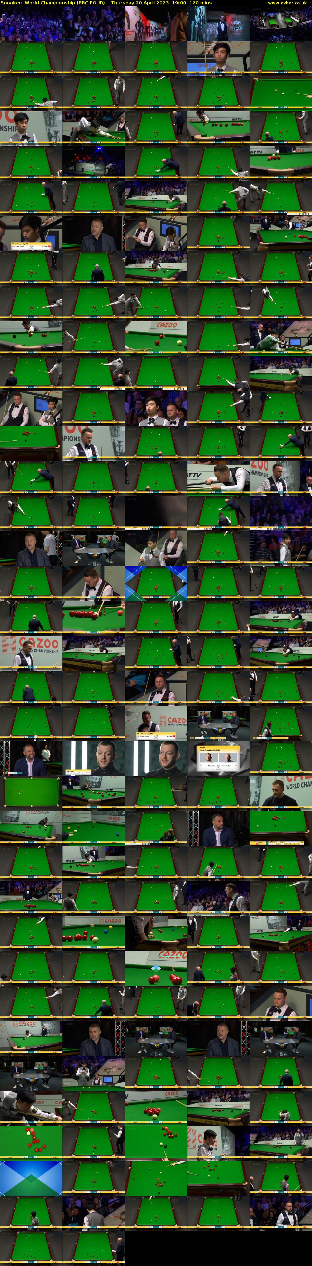 Snooker: World Championship (BBC FOUR) Thursday 20 April 2023 19:00 - 21:00