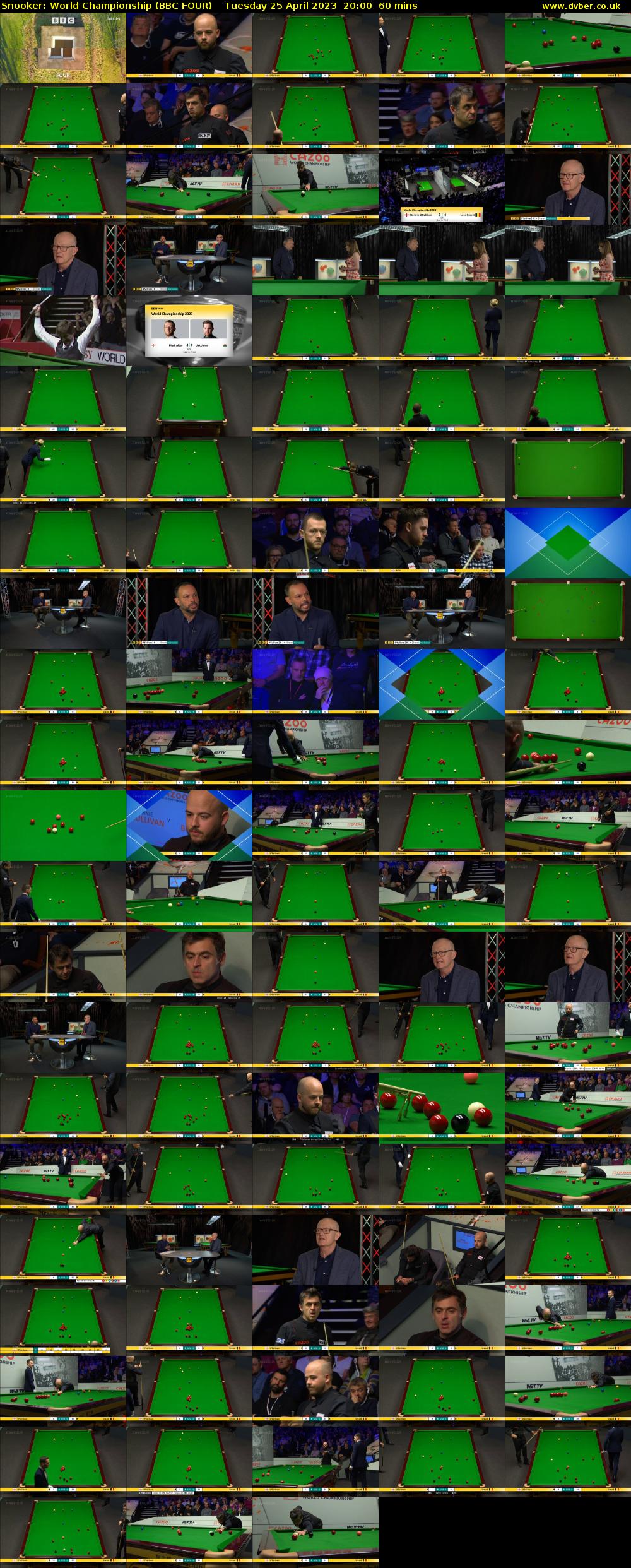 Snooker: World Championship (BBC FOUR) Tuesday 25 April 2023 20:00 - 21:00