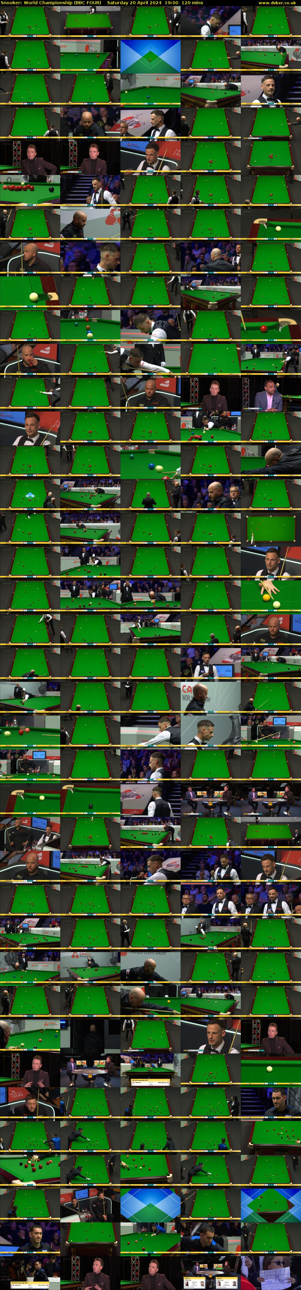 Snooker: World Championship (BBC FOUR) Saturday 20 April 2024 19:00 - 21:00
