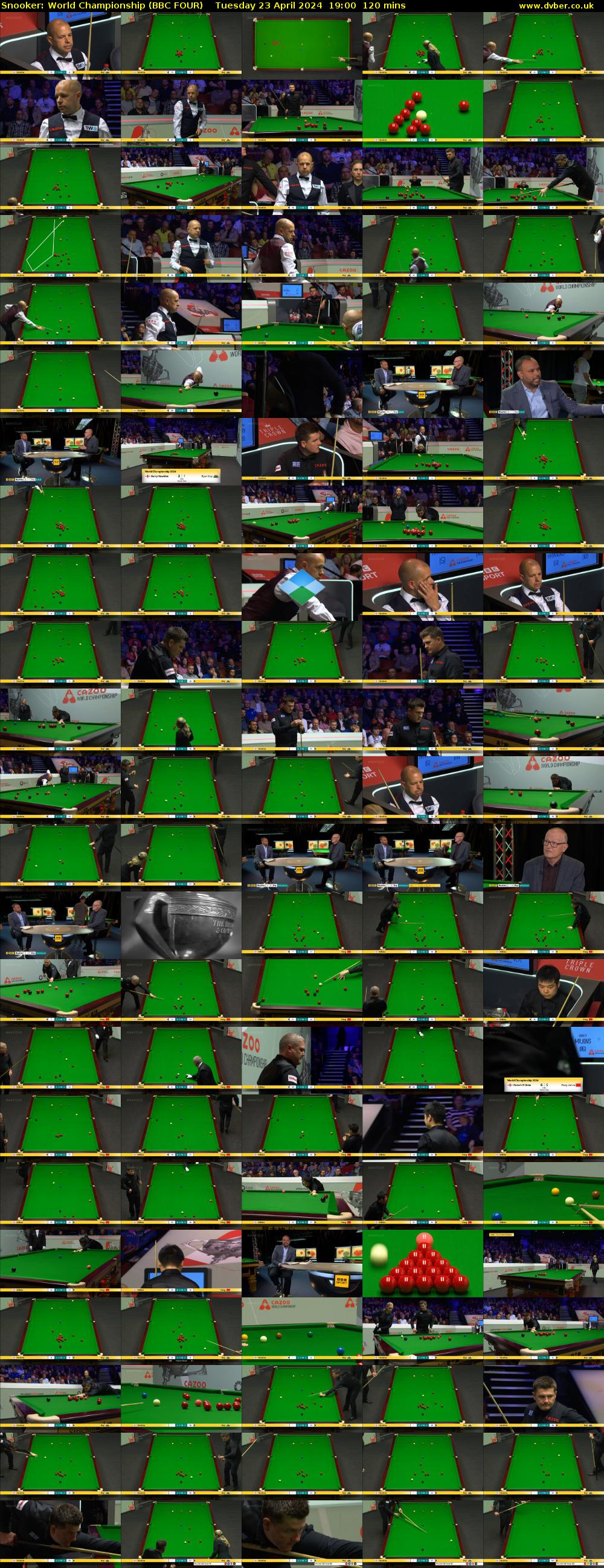 Snooker: World Championship (BBC FOUR) Tuesday 23 April 2024 19:00 - 21:00