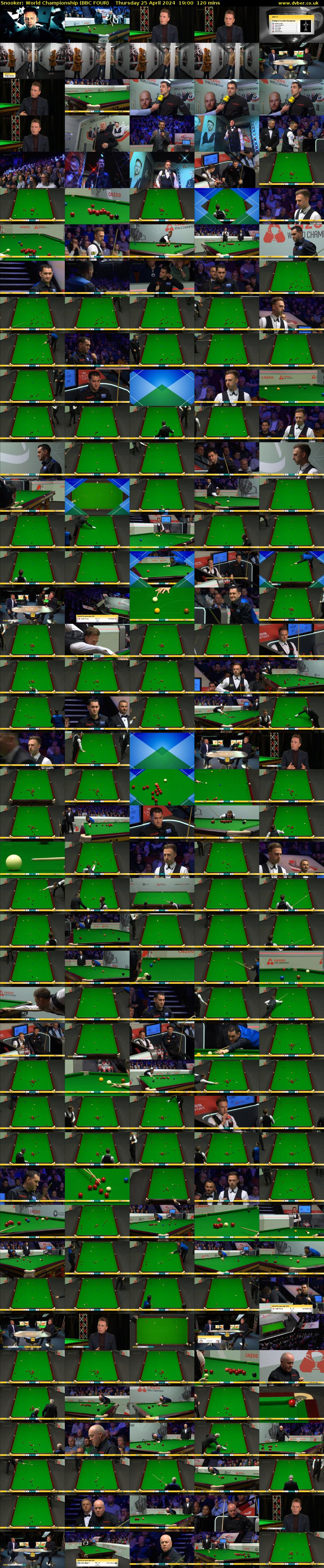 Snooker: World Championship (BBC FOUR) Thursday 25 April 2024 19:00 - 21:00