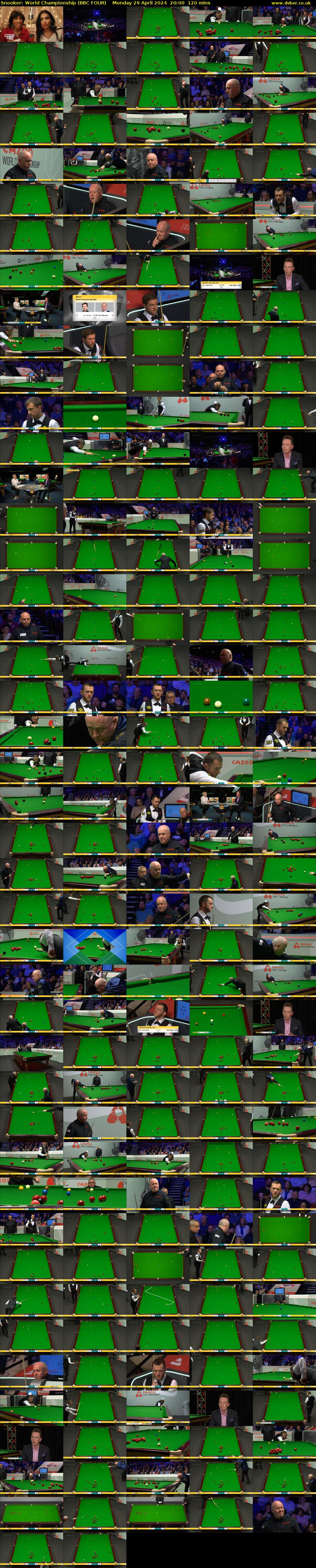 Snooker: World Championship (BBC FOUR) Monday 29 April 2024 20:00 - 22:00