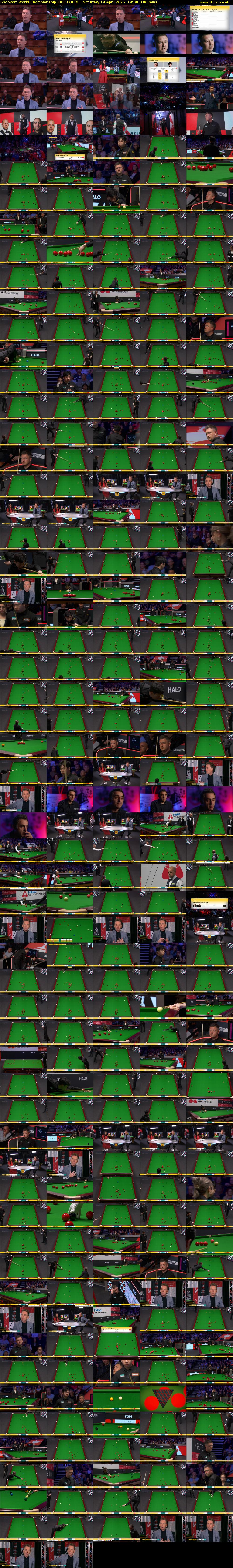 Snooker: World Championship (BBC FOUR) Saturday 19 April 2025 19:00 - 22:00