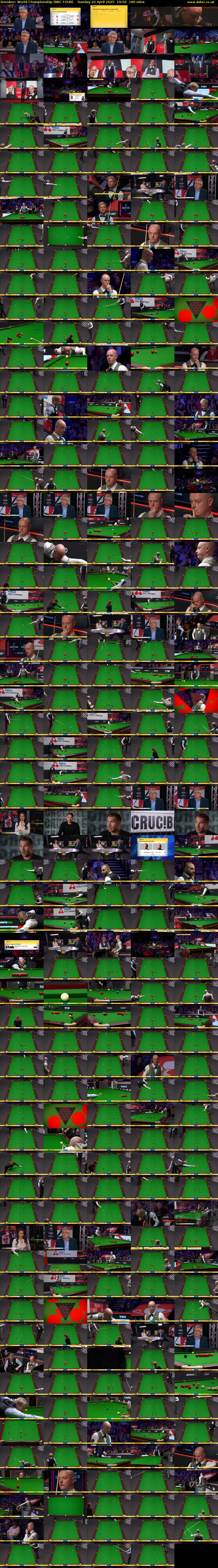 Snooker: World Championship (BBC FOUR) Sunday 20 April 2025 19:00 - 22:00