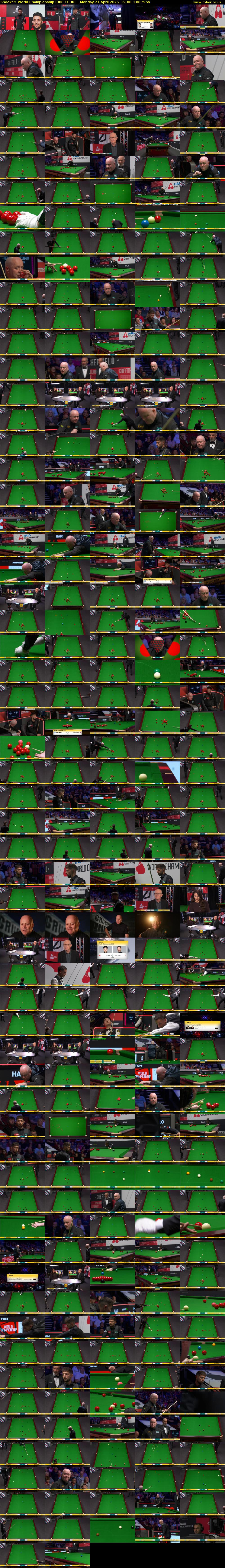 Snooker: World Championship (BBC FOUR) Monday 21 April 2025 19:00 - 22:00