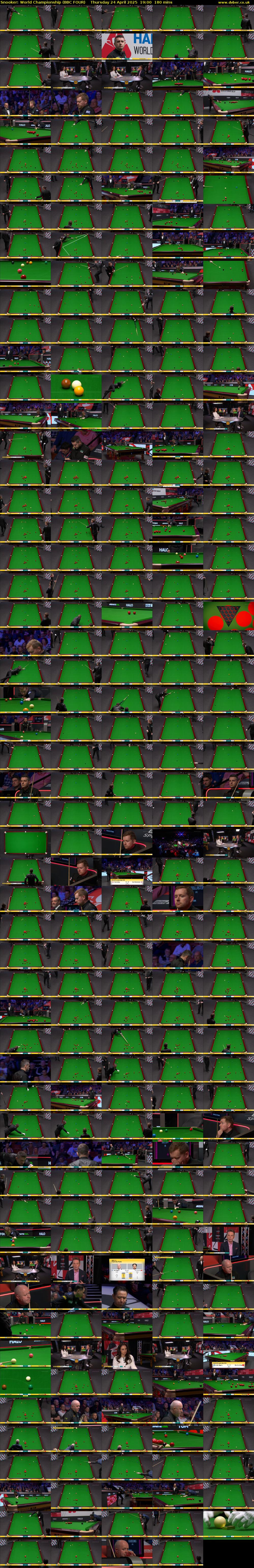 Snooker: World Championship (BBC FOUR) Thursday 24 April 2025 19:00 - 22:00