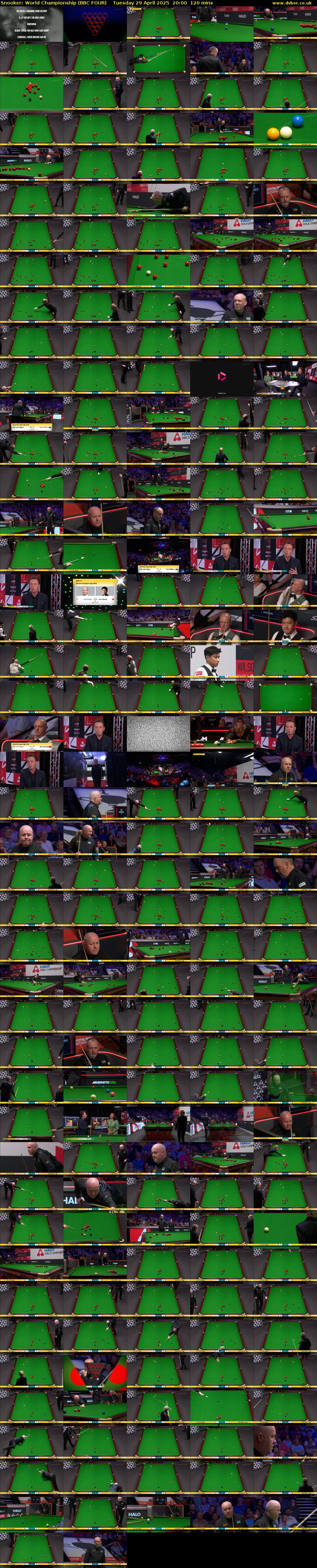 Snooker: World Championship (BBC FOUR) Tuesday 29 April 2025 20:00 - 22:00
