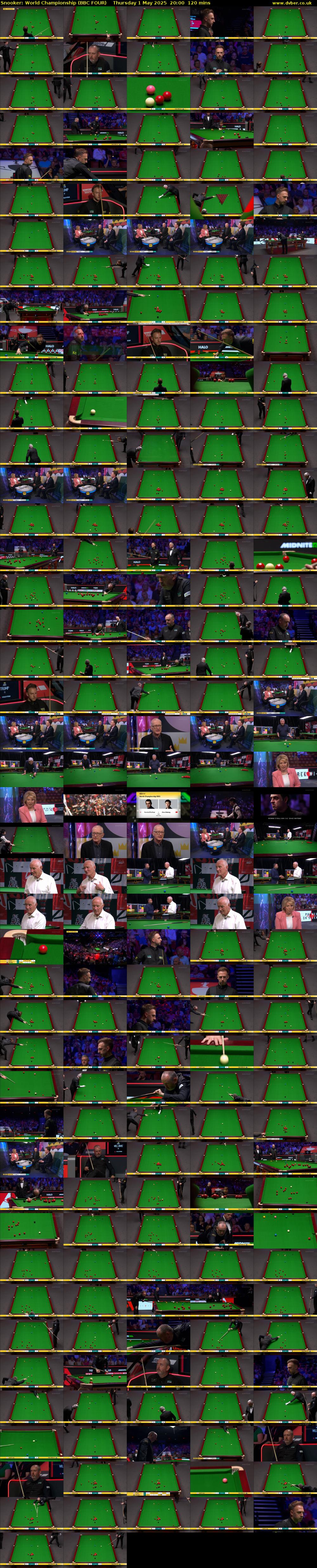 Snooker: World Championship (BBC FOUR) Thursday 1 May 2025 20:00 - 22:00
