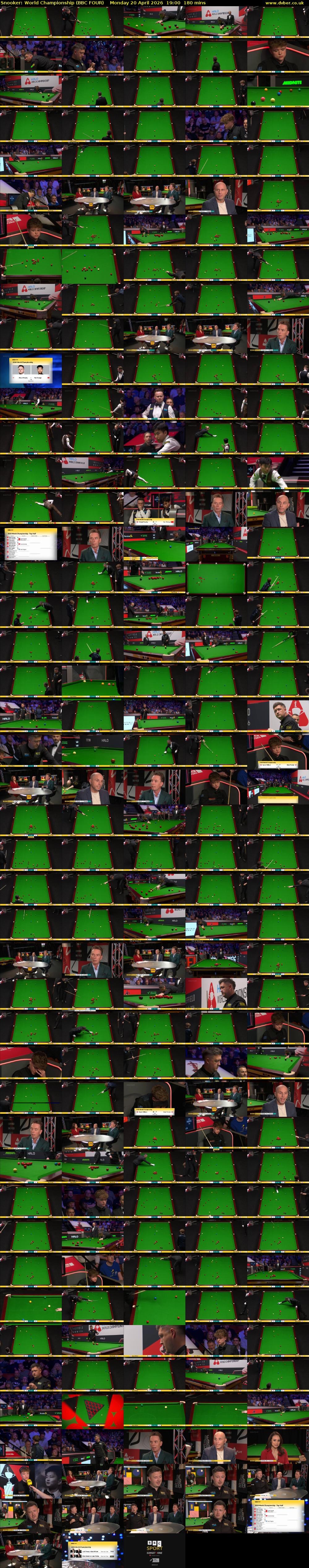 Snooker: World Championship (BBC FOUR) Monday 20 April 2026 19:00 - 22:00