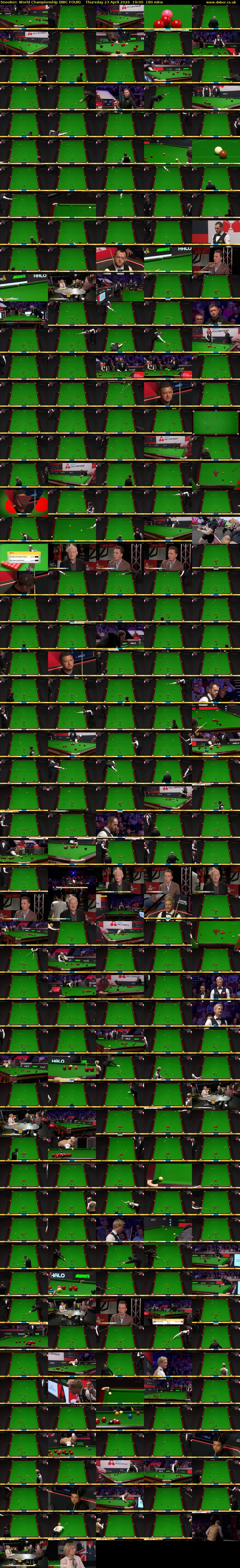 Snooker: World Championship (BBC FOUR) Thursday 23 April 2026 19:00 - 22:00