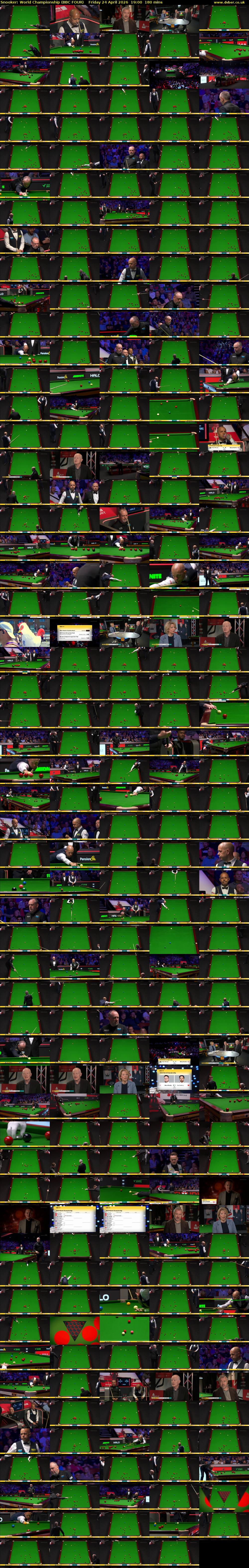 Snooker: World Championship (BBC FOUR) Friday 24 April 2026 19:00 - 22:00