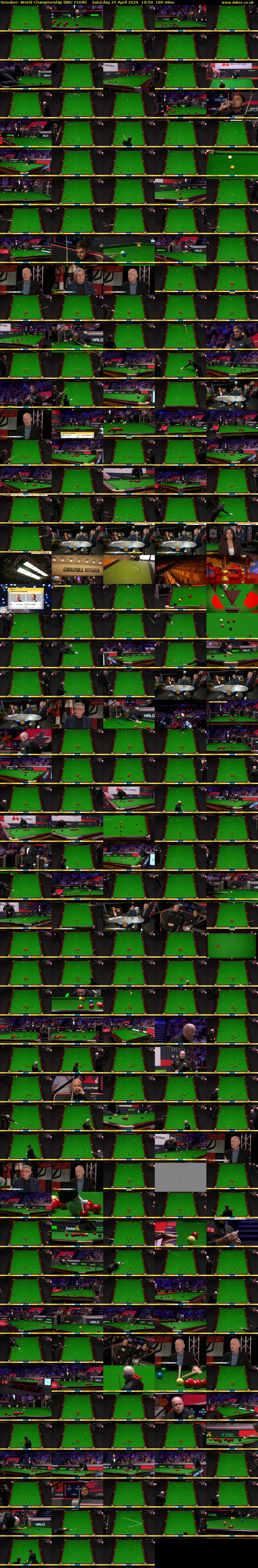Snooker: World Championship (BBC FOUR) Saturday 25 April 2026 19:00 - 22:00