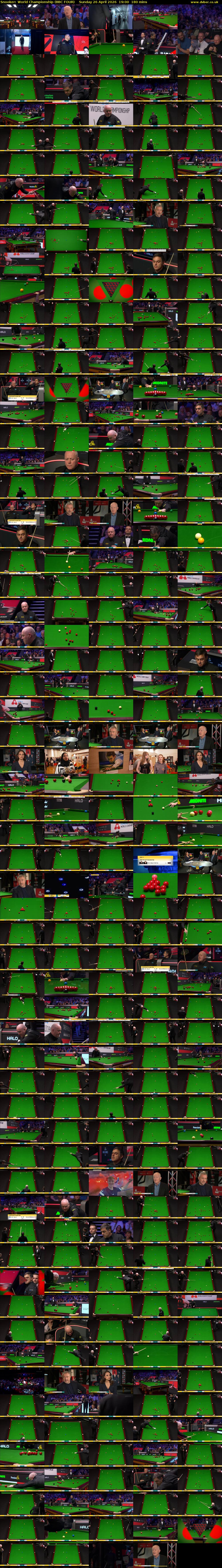 Snooker: World Championship (BBC FOUR) Sunday 26 April 2026 19:00 - 22:00