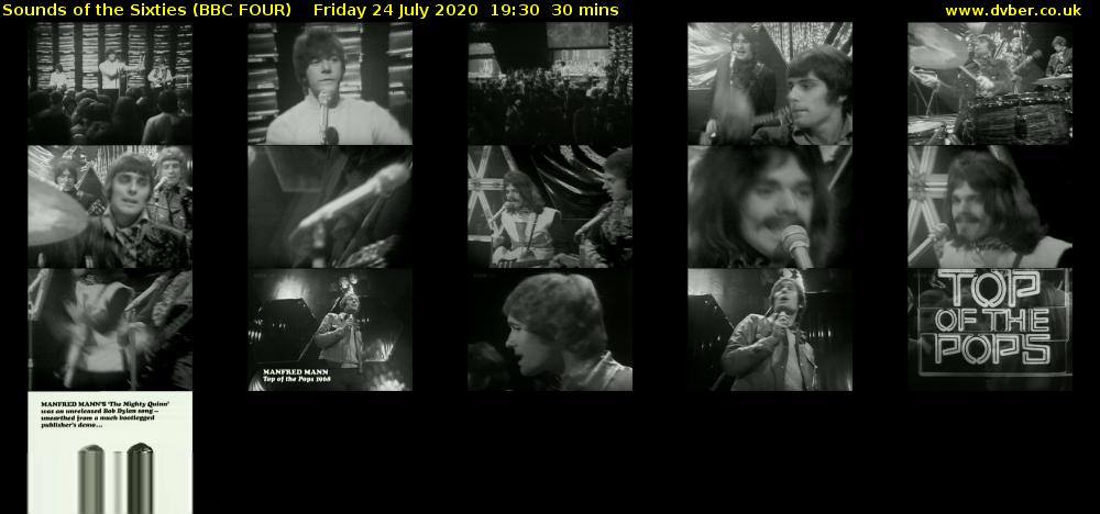 Sounds of the Sixties (BBC FOUR) Friday 24 July 2020 19:30 - 20:00